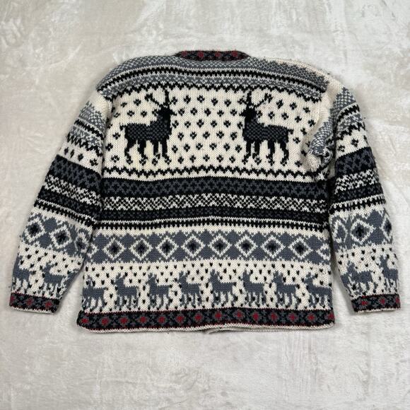 Vintage Putumayo 100% Wool Cardigan Button Fair Isle Holiday Reindeer Size Small - Picture 5 of 7